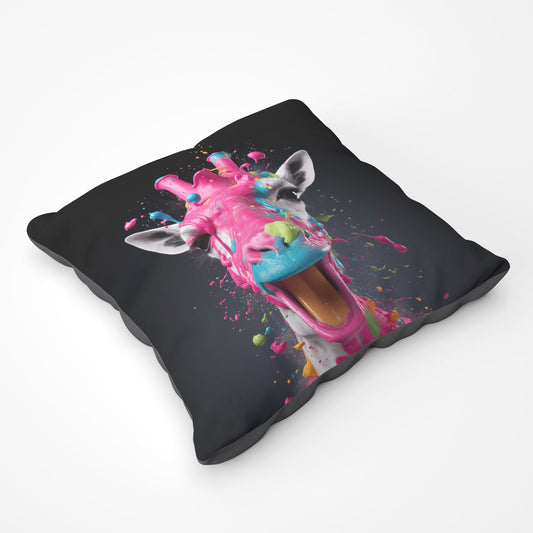 Splashart Giraffe Face Pink Floor Cushion