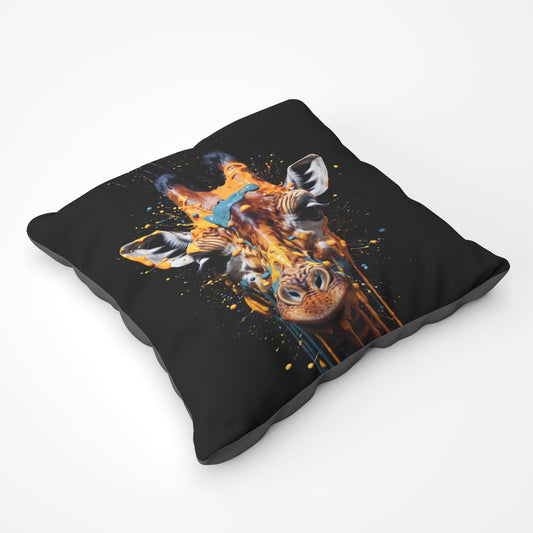 Giraffe Face Splashart Floor Cushion