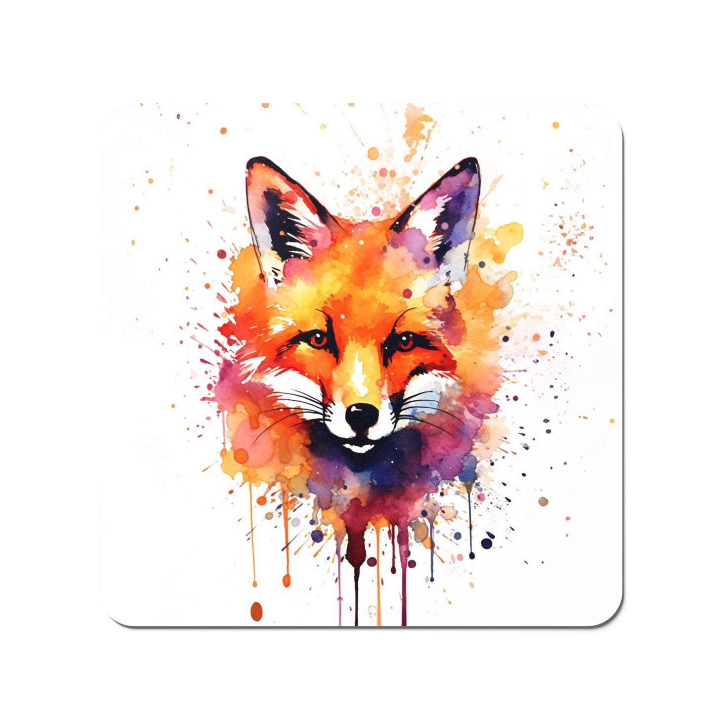 Watercolour Splashart Fox Face Coasters