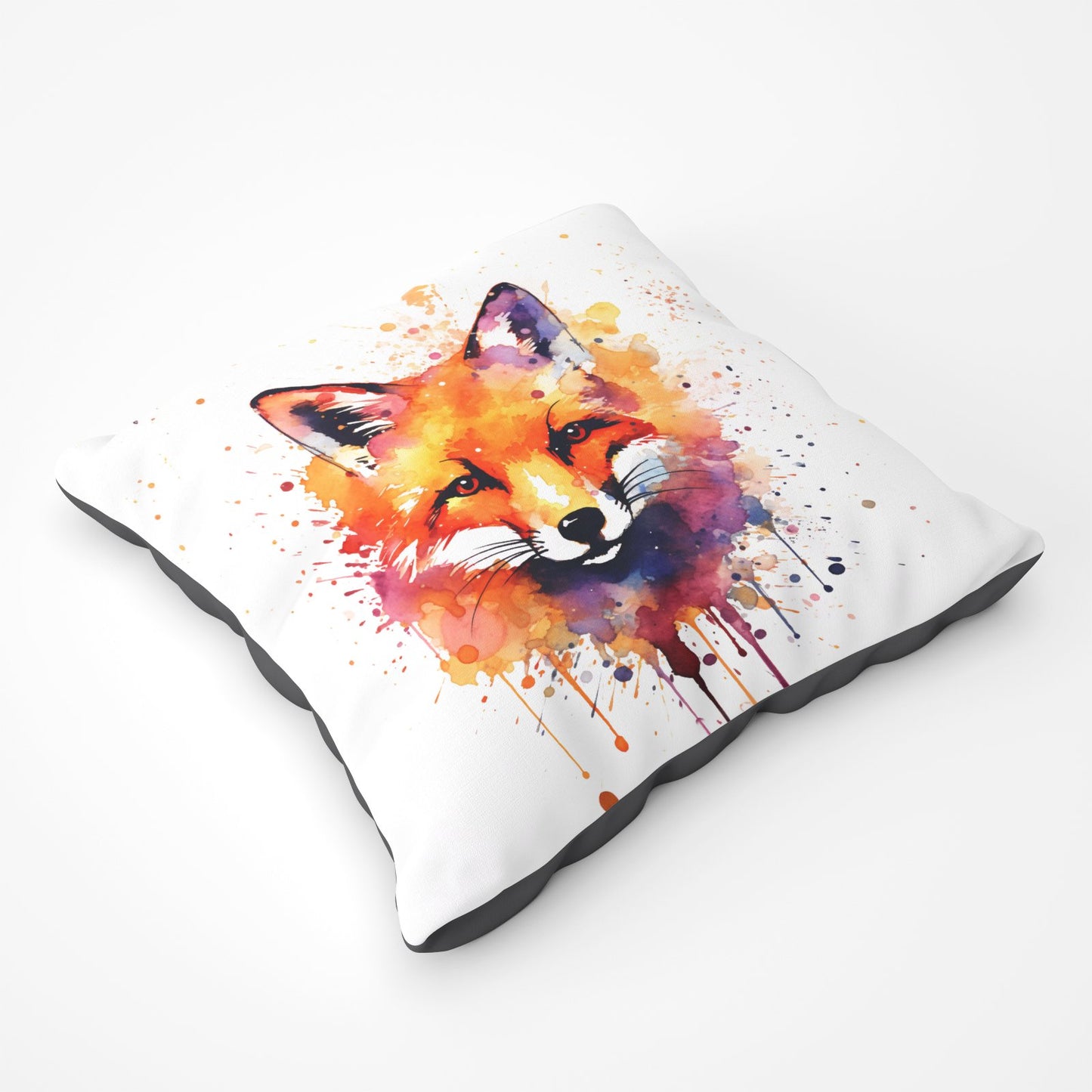 Watercolour Splashart Fox Face Floor Cushion