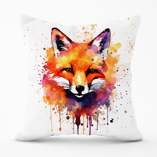 Watercolour Splashart Fox Face Outdoor Cushion