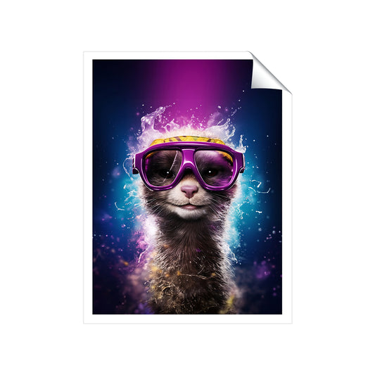 Splashart Ferret Purple Art Prints