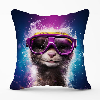 Splashart Ferret Purple Outdoor Cushion