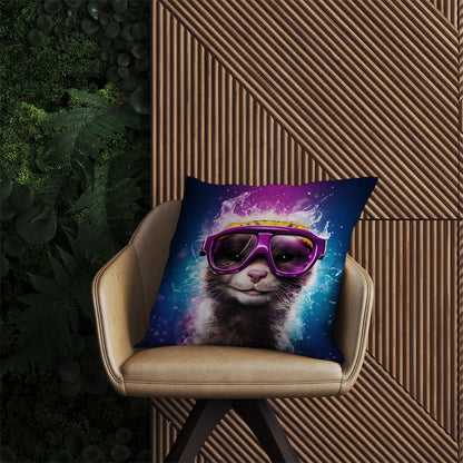 Splashart Ferret Purple Outdoor Cushion