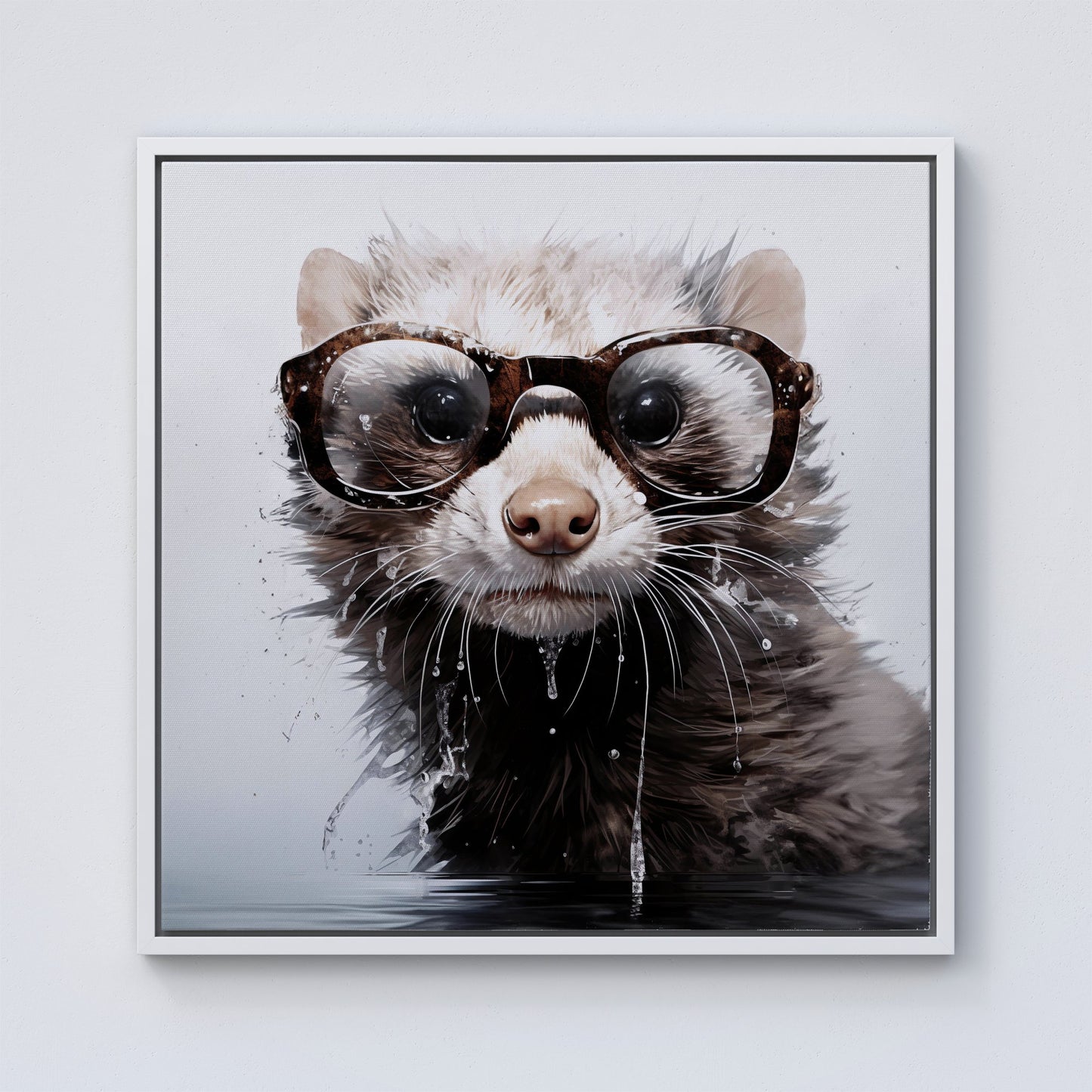 Splashart Ferret Framed Canvas