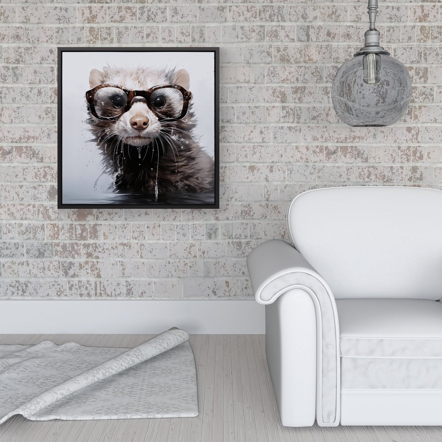 Splashart Ferret Framed Canvas