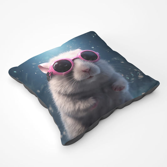 Splashart Doormouse With Pink Glasses Floor Cushion