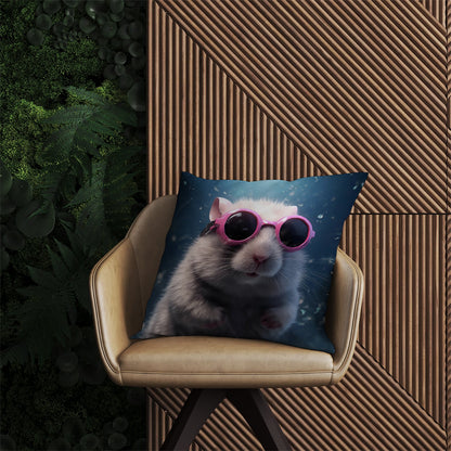 Splashart DoorMouse with Pink Glasses Outdoor Cushion