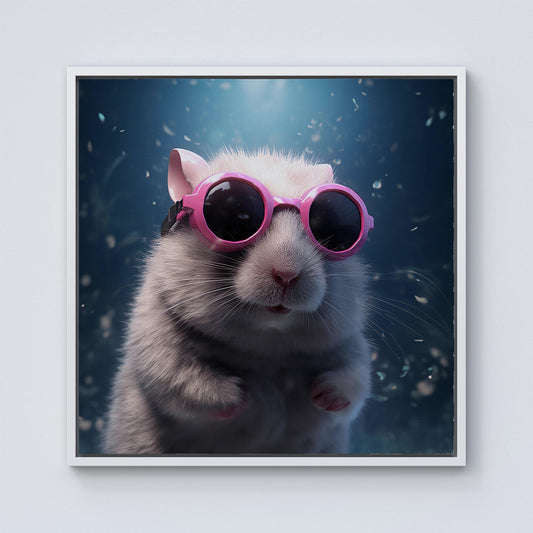 Splashart DoorMouse with Pink Glasses Framed Canvas