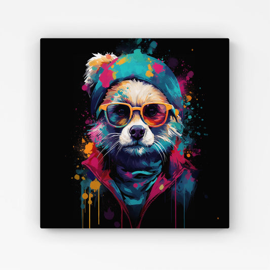 Multi Coloured Splashart Dog Canvas