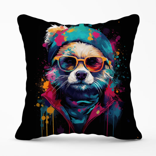 Multi Coloured Splashart Dog Outdoor Cushion