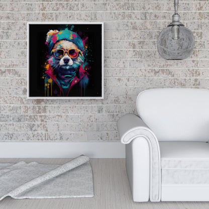 Multi Coloured Splashart Dog Framed Canvas