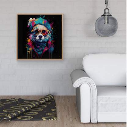 Multi Coloured Splashart Dog Framed Canvas