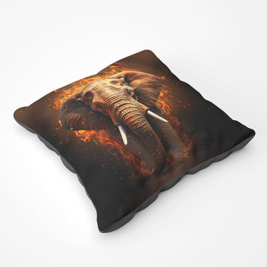 Splashart Elephant And Fire Floor Cushion