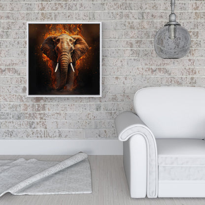 Splashart Elephant and fire Framed Canvas