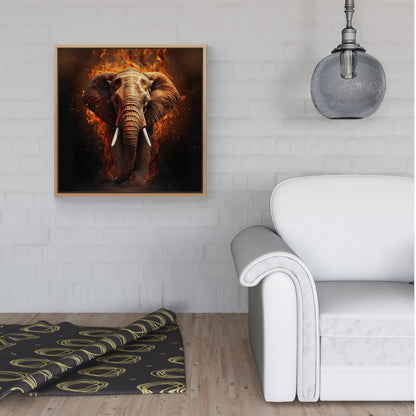 Splashart Elephant and fire Framed Canvas