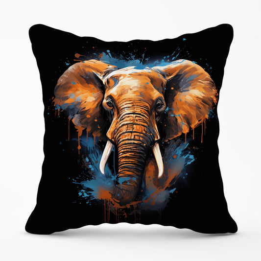 Splashart Elephant Blue Outdoor Cushion