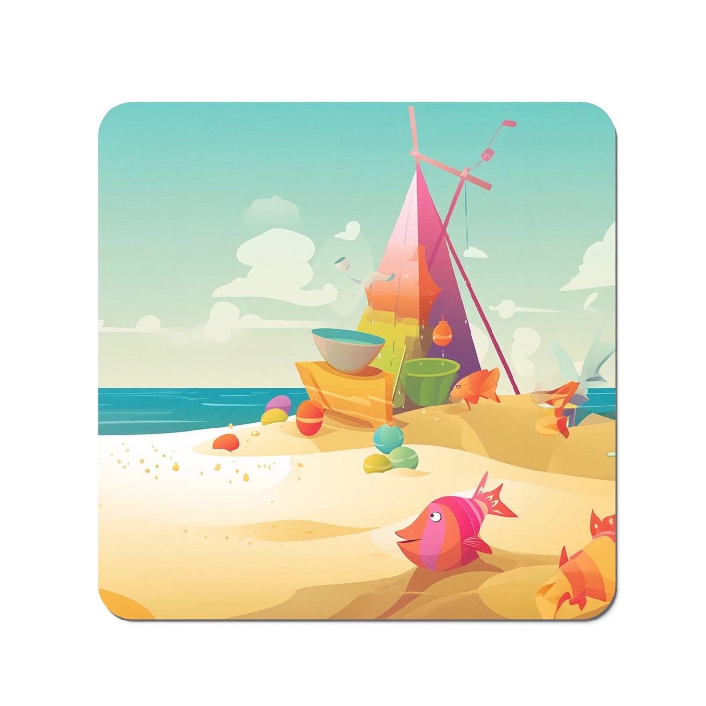 Fish On A Beach Holiday Coasters