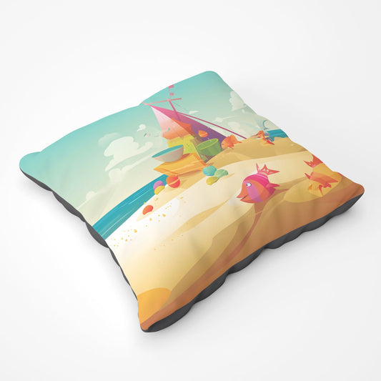 Fish On A Beach Holiday Floor Cushion