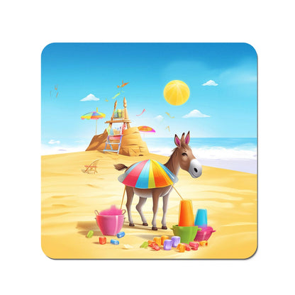 Donkey On A Beach Holiday Coasters