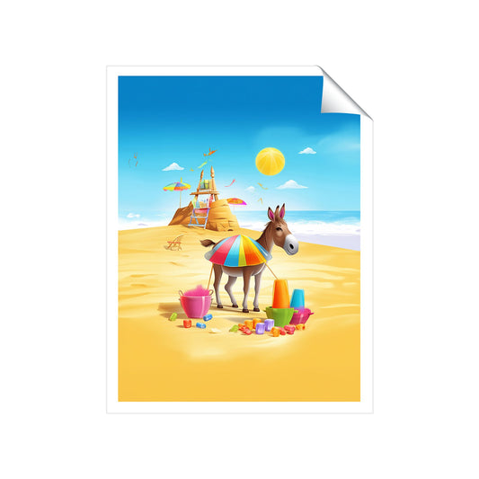 Donkey On A Beach Holiday Art Prints