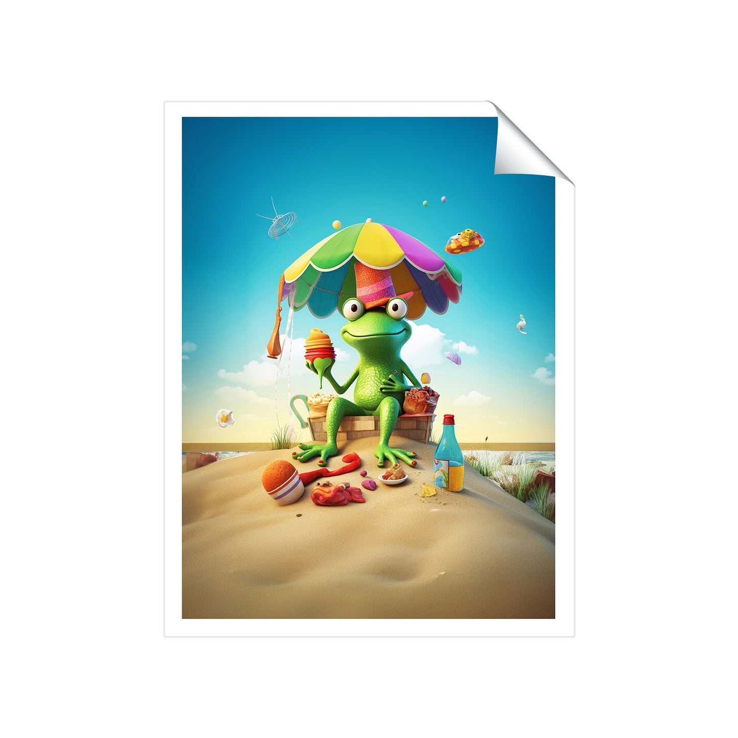 Frog On A Beach Holiday Art Prints