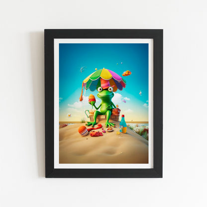 Frog On A Beach Holiday Art Prints