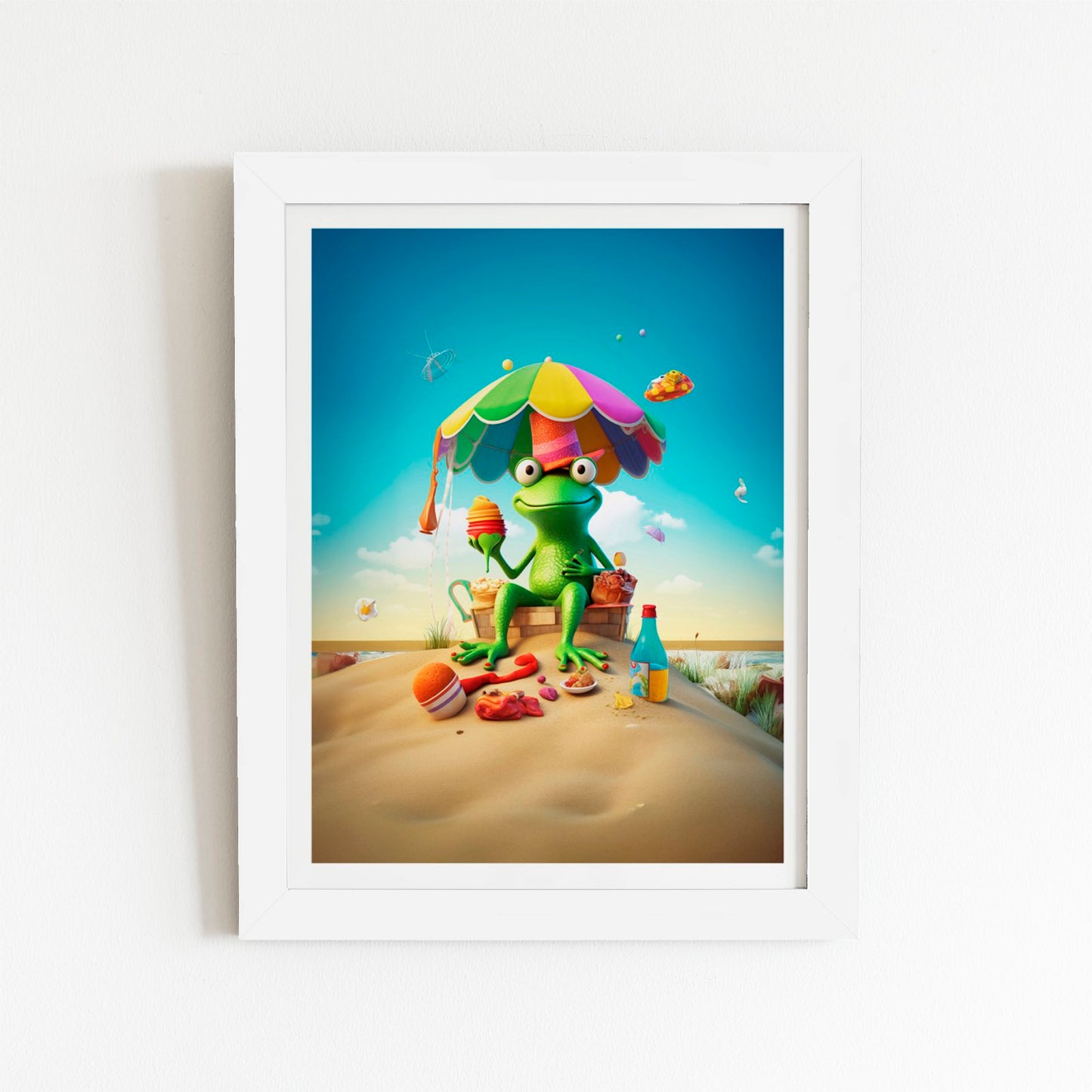 Frog On A Beach Holiday Art Prints