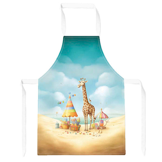 Giraffe On A Beach Holiday Apron