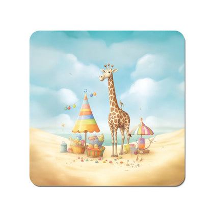 Giraffe On A Beach Holiday Coasters