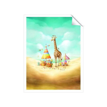 Giraffe On A Beach Holiday Art Prints