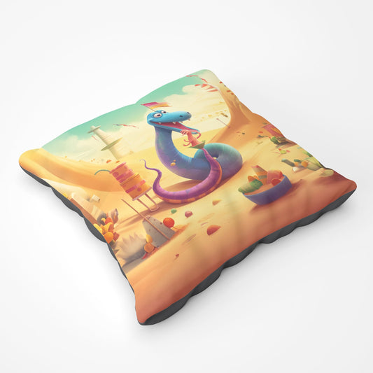 Snake On A Beach Holiday Floor Cushion