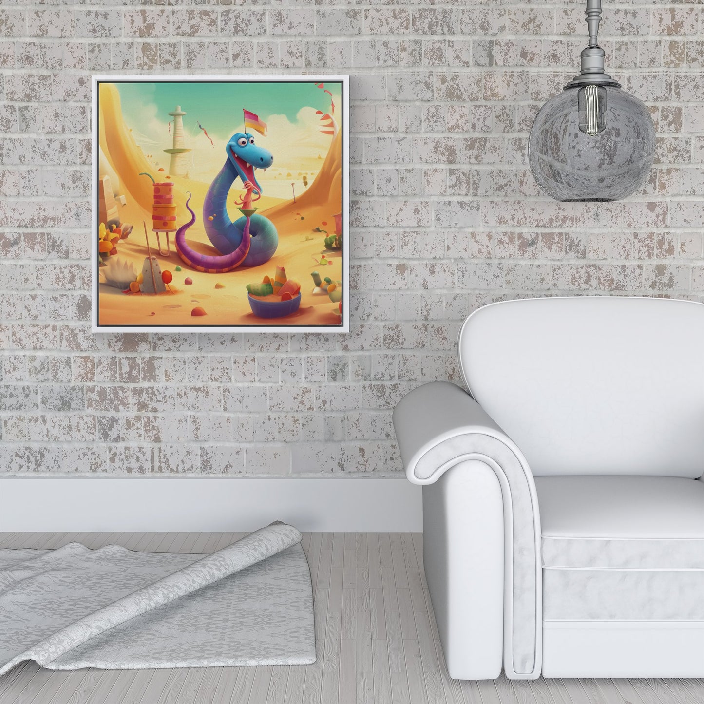 Snake On A Beach Holiday Framed Canvas