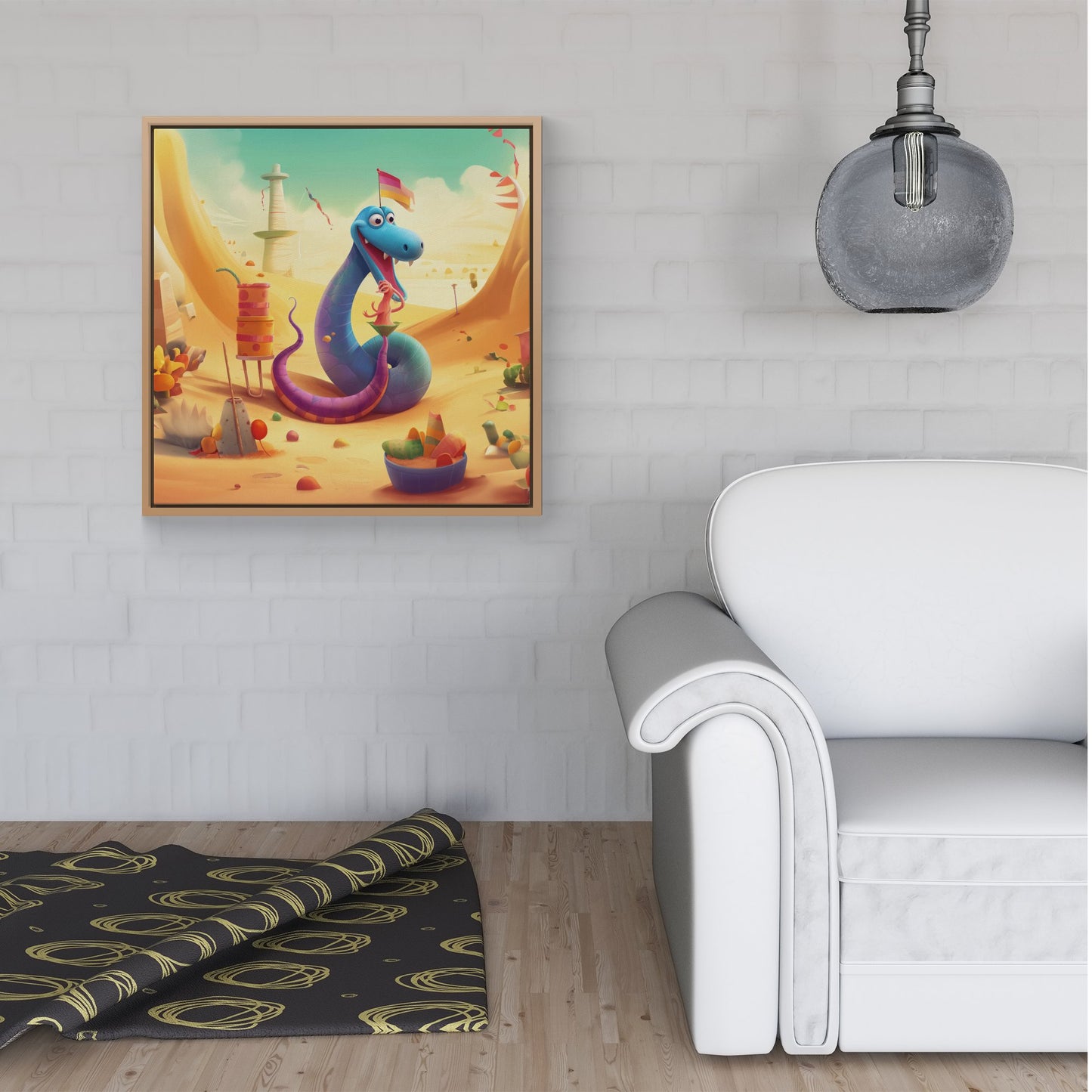 Snake On A Beach Holiday Framed Canvas