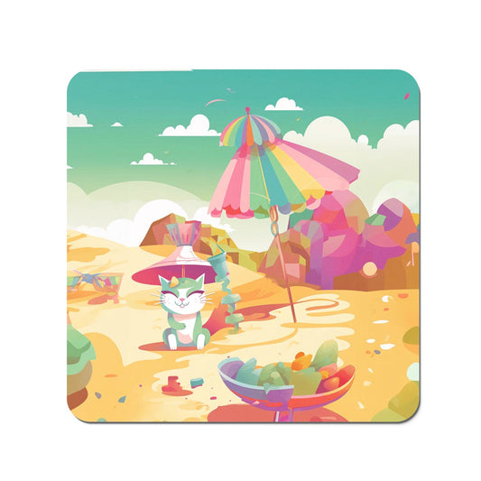 Kitten On A Beach Holiday Coasters