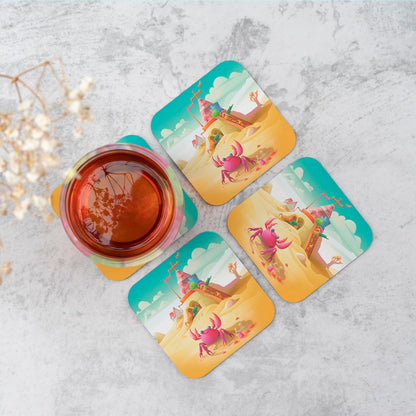 Pink Crab On A Beach Holiday Coasters