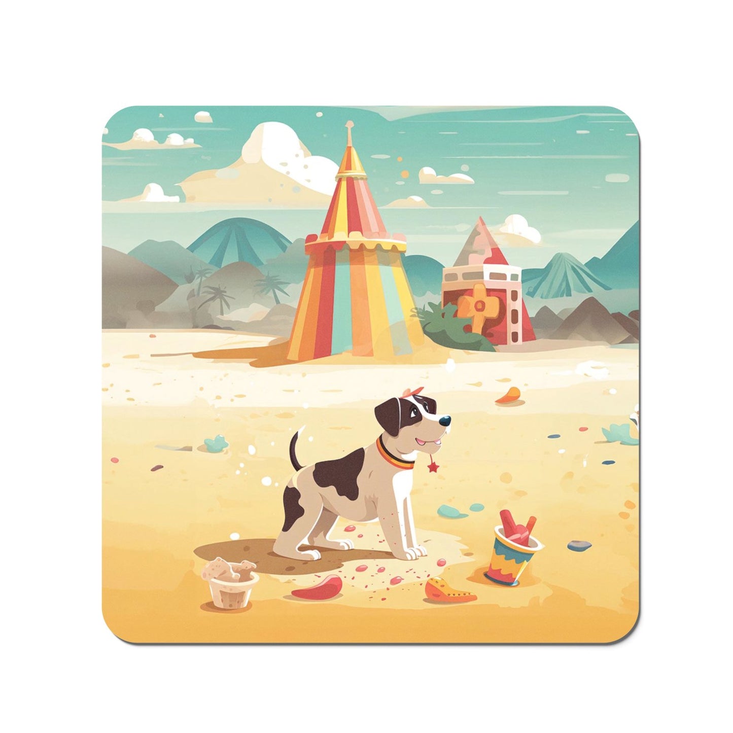 Doggy On A Beach Holiday Coasters