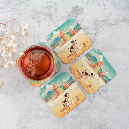 Doggy On A Beach Holiday Coasters