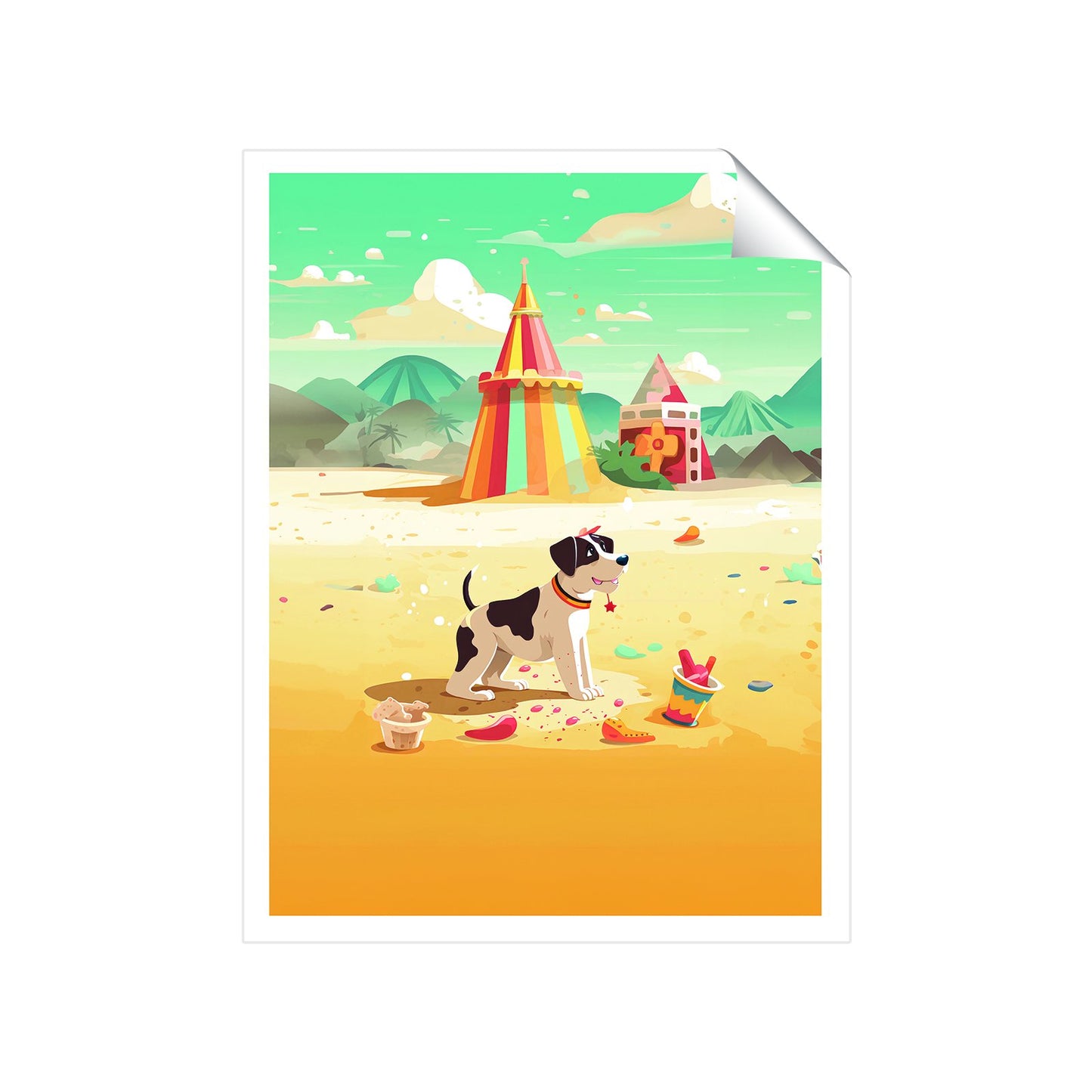 Doggy On A Beach Holiday Art Prints