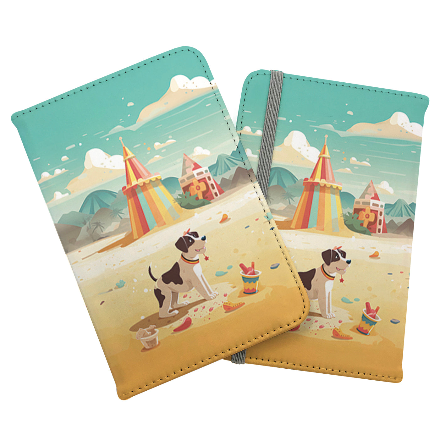 Doggy On A Beach Holiday Passport Cover