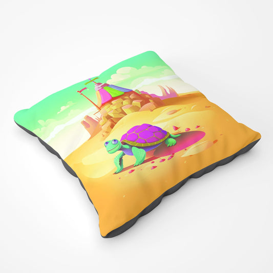 Turtle On A Beach Holiday Floor Cushion