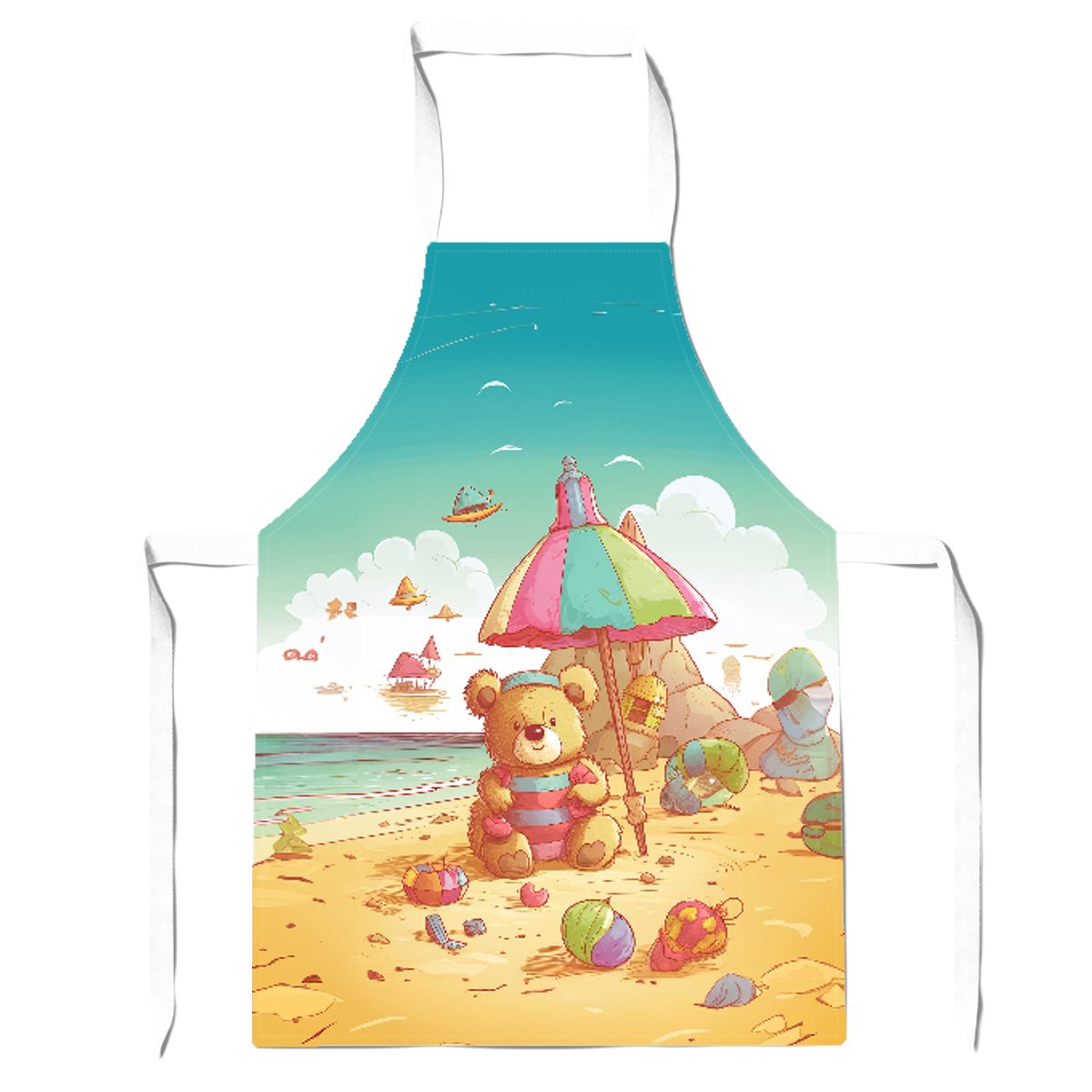 Teddy Bead On A Beach Holiday Apron