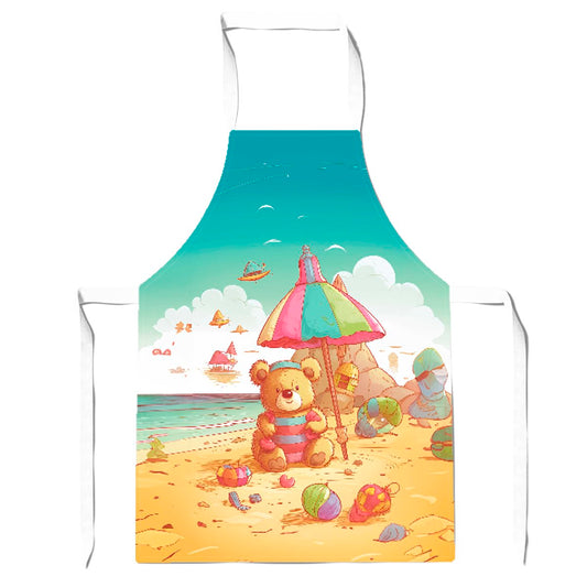 Teddy Bead On A Beach Holiday Apron