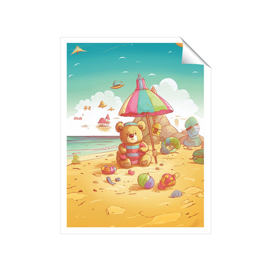 Teddy Bead On A Beach Holiday Art Prints