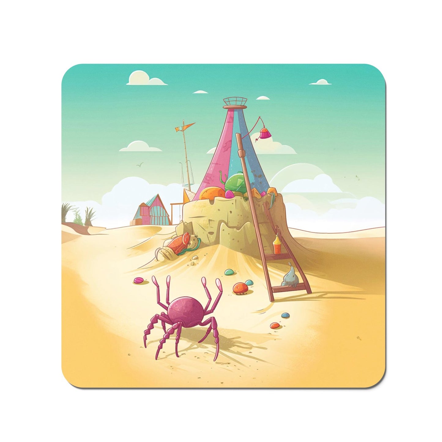 Crab On A Beach Holiday Coasters