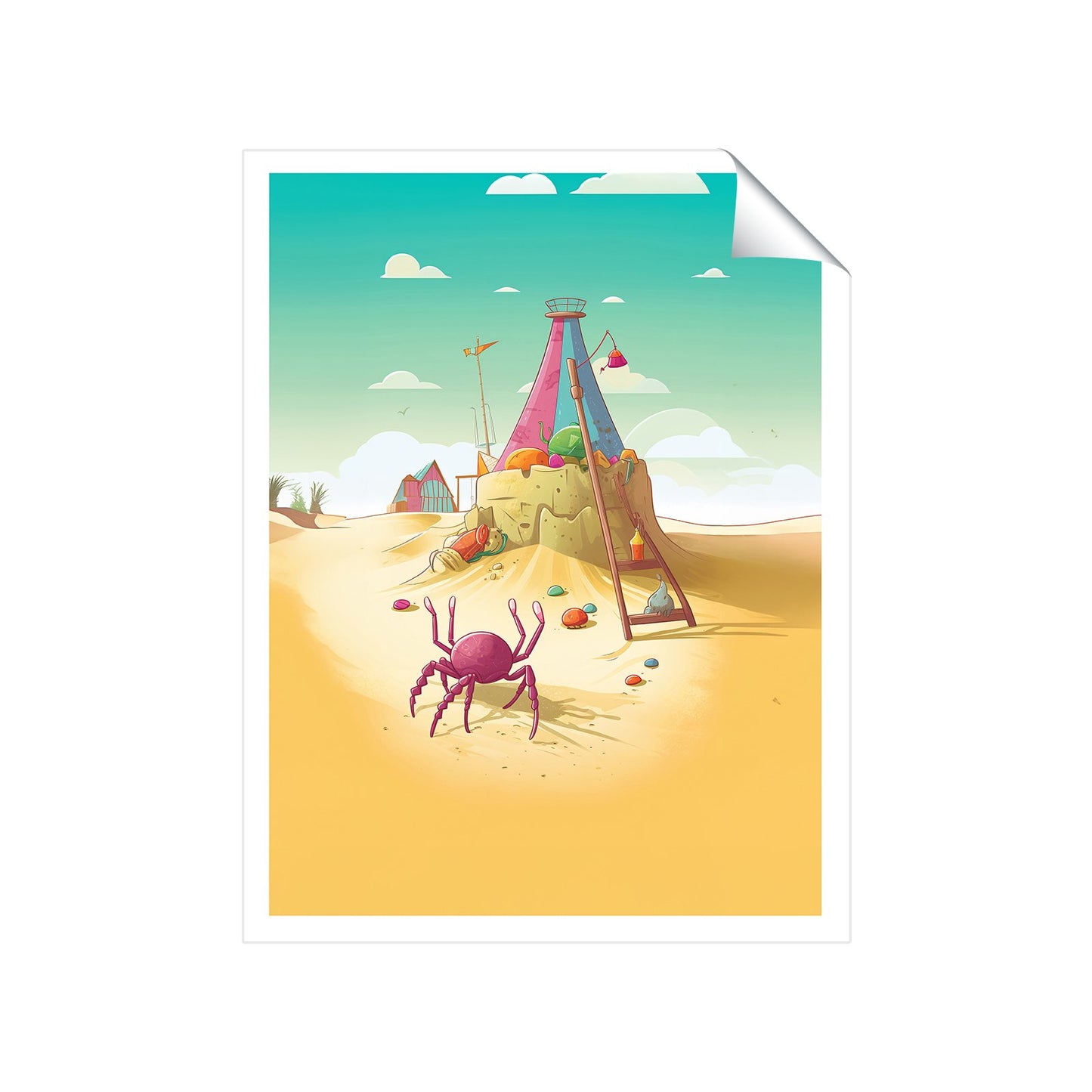 Crab On A Beach Holiday Art Prints