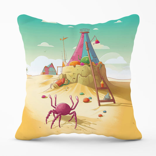 Crab On A Beach Holiday Outdoor Cushion