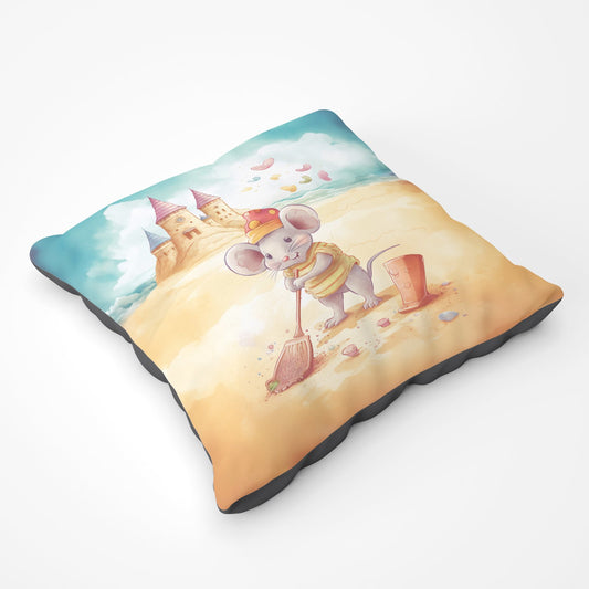 Mouse On A Beach Holiday Floor Cushion