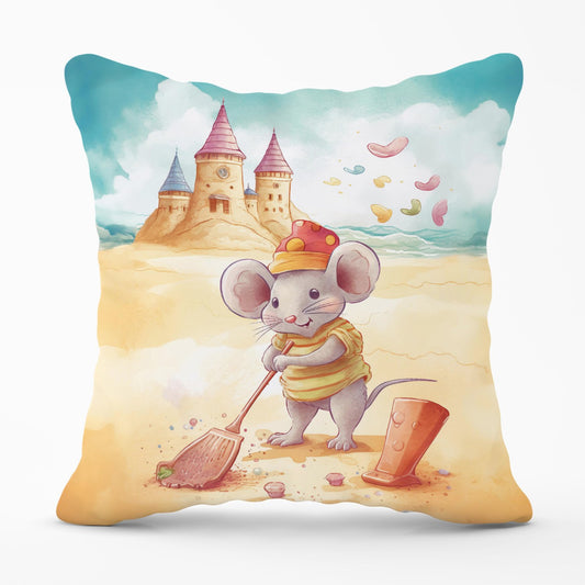 Mouse On A Beach Holiday Outdoor Cushion