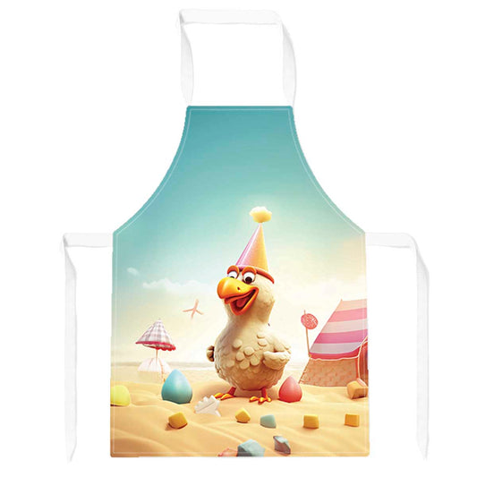 Funky Chicken On A Beach Holiday Apron